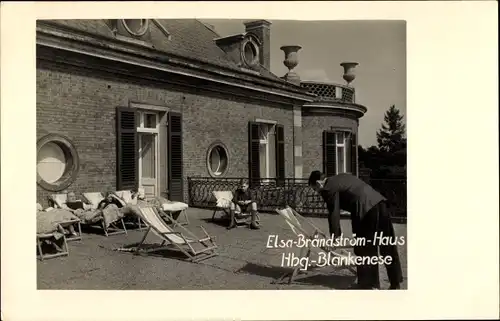 Foto Ak Hamburg Altona Blankenese, Elsa Brändström Haus, Liegestühle