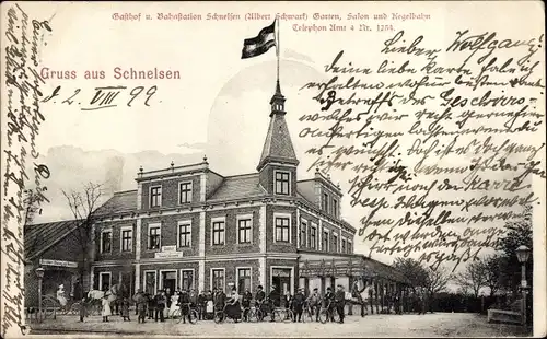 Ak Hamburg Eimsbüttel Schnelsen, Gasthof und Bahnstation