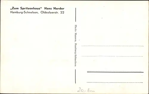 Ak Hamburg Eimsbüttel Schnelsen, Zum Spritzenhaus, Oldesloerstraße 22, Kolonialwarenhandlung