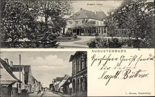 Ak Augustenborg Augustenburg Sønderborg Sönderborg Dänemark, Frots's Hotel, Straßenpartie
