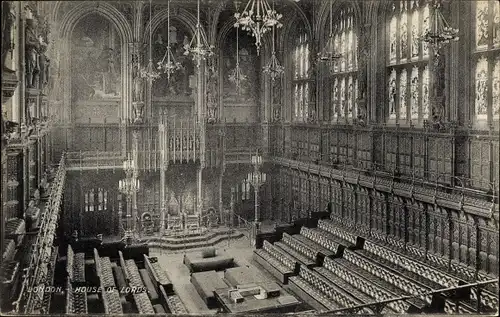 Ak London City England, House of Lords, Innenansicht