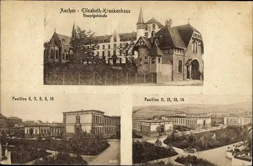 Ak Aachen in Nordrhein Westfalen, Elisabethkrankenhaus, Hazptgebäude, Pavillons