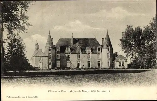 Ak Courcival Sarthe, Chateau de Courcival, Facade Nord, Cote du Parc