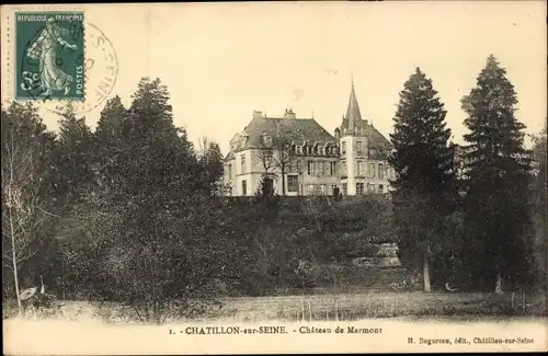 Ak Châtillon sur Seine Côte d’Or, Chateau du Marechal Marmont, Brule en 1870