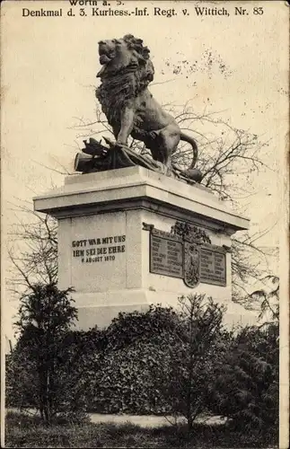 Ak Wœrth sur Sauer Wörth a.d. Sauer Elsass Bas Rhin, Denkmal 3. Kurhess.-Inf.Regt. v. Wittich Nr. 83