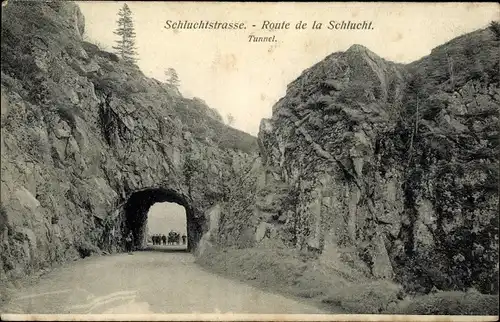 Ak Col de la Schlucht Vosges, Schluchtstraße, Tunnel