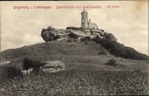 Ak Dagsburg Dabo Lothringen Moselle, Schlossfelsen mit Leo-Kapelle