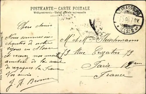 Ak Strasbourg Straßburg Elsass Bas Rhin, Höhere Mädchenschule, Brücke