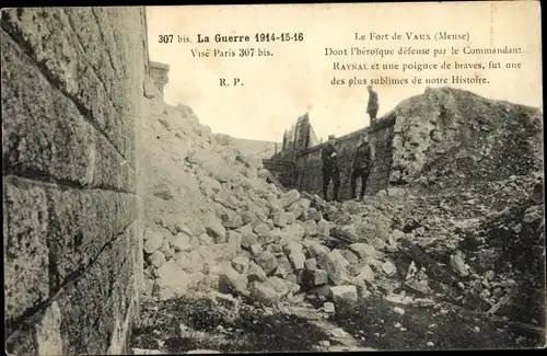 Ak  Vaux Meuse, Le Fort, Kriegszerstörung