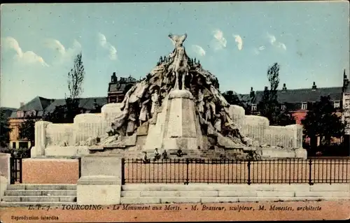 Ak Tourcoing Nord, Le Monument aux Morts, Denkmal