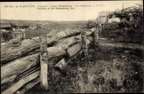 Ak Grugies Aisne, Bataille de St. Quentin, Ligne Hindenburg