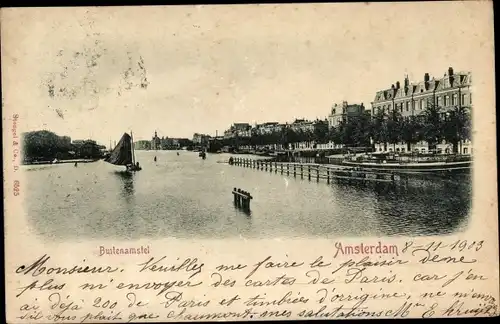 Ak Amsterdam Nordholland Niederlande, Buitenamstel, Kanal