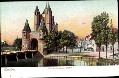 Ak Haarlem Nordholland Niederlande, Amsterdamsche Poort, Kirche