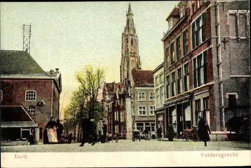 Ak Delft Südholland Niederlande, Voldersgracht, Kirche