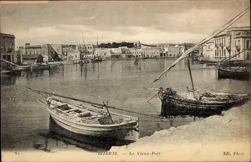 Ak Bizerte Tunesien, Ensemble du vieux Port, Hafen, Boote