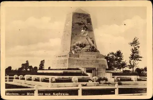 Ak Merkem Westflandern, Monument aux Asphyxies