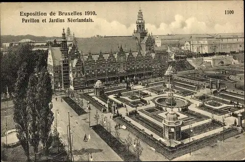 Ak Bruxelles Brüssel, Exposition 1910, Pavillon et Jardins Neerlandais