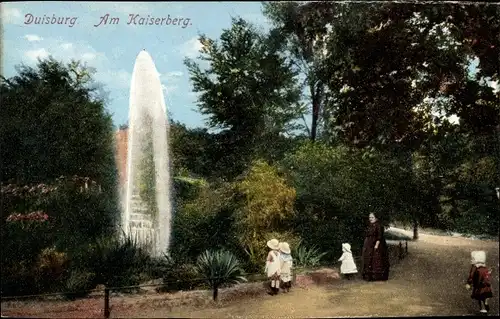 Ak Duisburg im Ruhrgebiet, Am Kaiserberg, Springbrunnen, Park