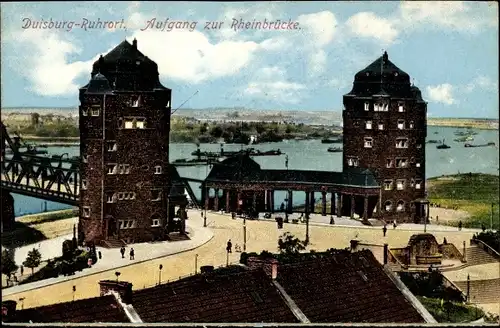 Ak Ruhrort Duisburg im Ruhrgebiet, Aufgang zur Rheinbrücke