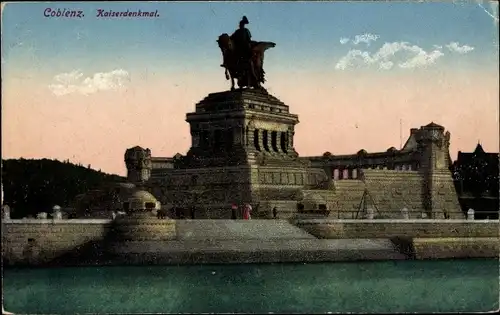 Ak Koblenz am Rhein, Deutsches Eck, Kaiserdenkmal