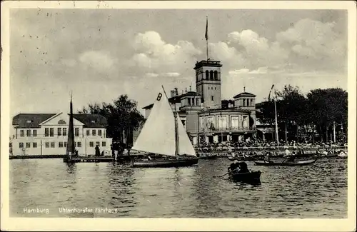 Ak Hamburg Nord Uhlenhorst, Uhlenhorster Fährhaus, Segelboote, Boot