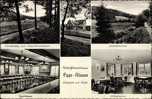 Ak Wengern Wetter an der Ruhr, Egge-Klause Naturfreundehaus, Wanderweg, Innenansicht