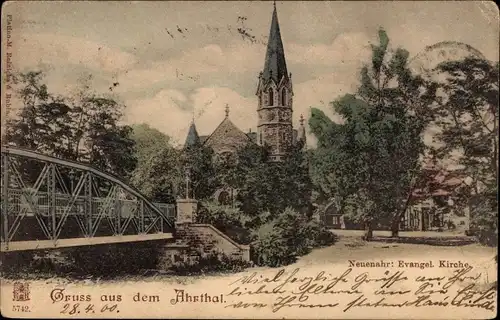 Ak Bad Neuenahr Ahrweiler in Rheinland Pfalz, Evangelische Kirche, Brücke