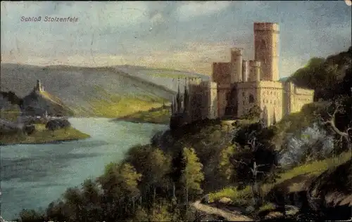 Künstler Ak Capellen Kapellen Stolzenfels Koblenz am Rhein, Schloss Stolzenfels