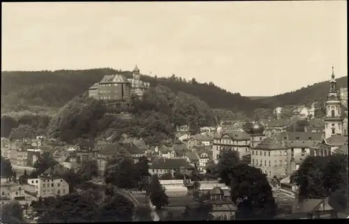 Ak Greiz im Vogtland, Panorama, Schloss, Kirchturm