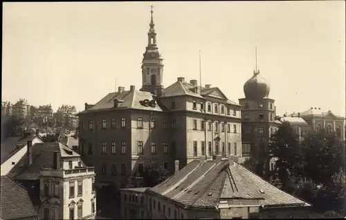Ak Greiz im Vogtland, Teilansicht, Kirchturm
