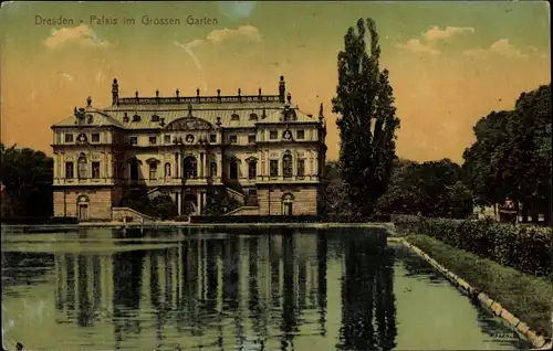 Ak Dresden Altstadt, Palais im Großen Garten, Teich