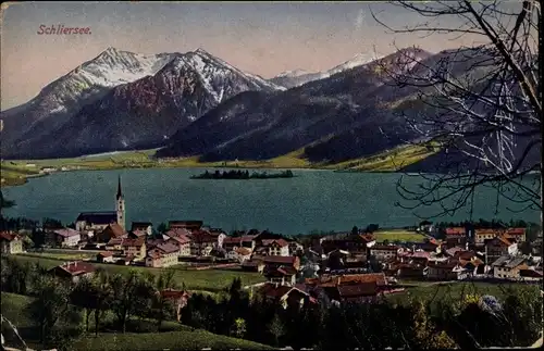 Ak Schliersee in Oberbayern, Panorama