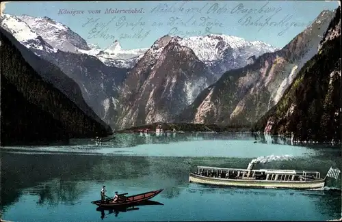 Ak Unterschönau Schönau am Königssee, vom Malerwinkel, Schiff, Boot