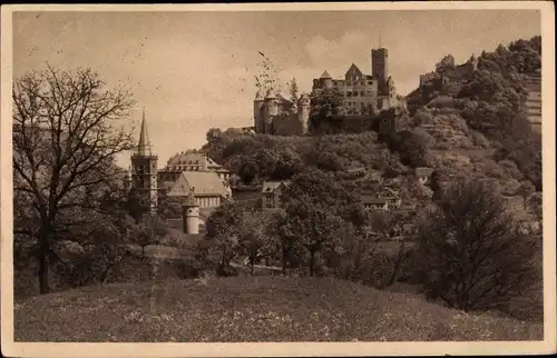 Ak Wertheim am Main, Blick vom Schiesshaus, Burg, Schloss