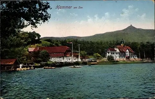 Ak Hamr na Jezeře Hammer am See Region Reichenberg, Blick vom See aus, Häuser