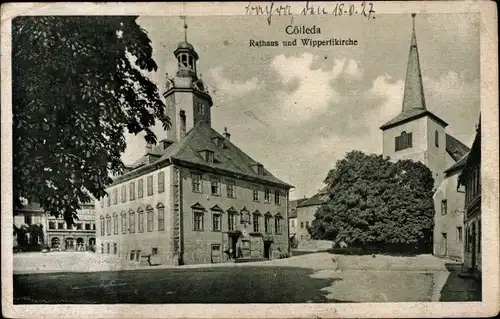 Ak Cölleda Kölleda in Thüringen, Rathaus und Wippertikirche