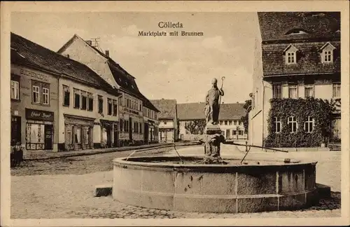 Ak Cölleda Kölleda in Thüringen, Marktplatz, Brunnen