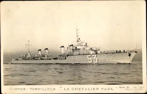 Ak Französisches Kriegsschiff, Contre Torpilleur Le Chevalier Paul