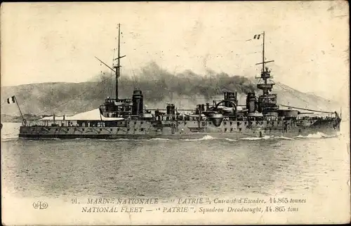 Ak Französisches Kriegsschiff Patrie