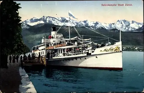 Ak Salondampfer Stadt Zürich, Zürichsee