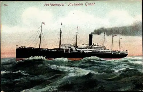 Ak Postdampfer President Grant, HAPAG