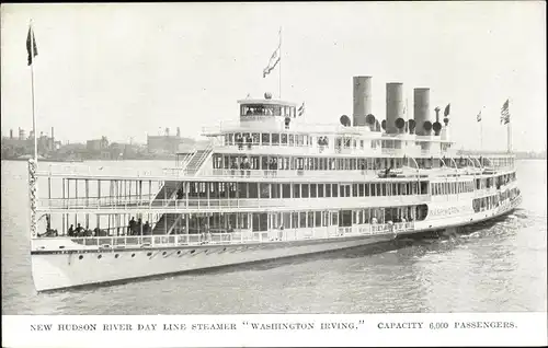 Ak New Hudson River Day Line Steamer Washington Irving