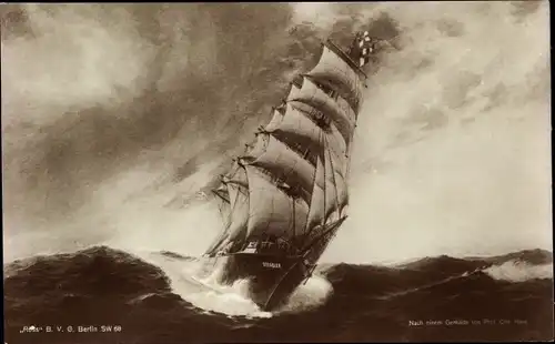 Künstler Ak Segelschiff Seeadler auf See