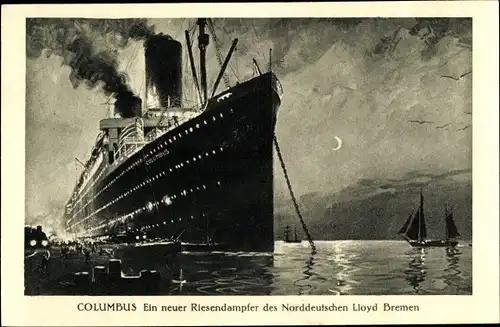 Ak Dampfschiff Columbus, Norddeutscher Lloyd Bremen