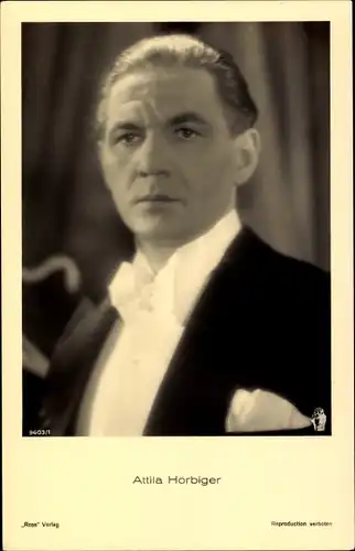 Ak Schauspieler Attila Hörbiger, Portrait, Fliege