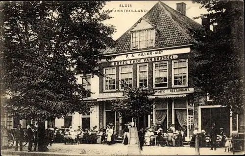 Ak Sluis Zeeland Niederlande, Hotel Thof van Brussel