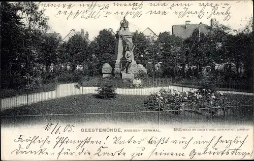Ak Geestemünde Bremerhaven, Kriegerdenkmal, Gesamtansicht