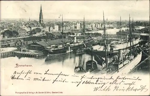 Ak Bremerhaven, Blick auf den Hafen