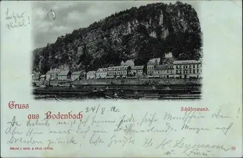 Mondschein Ak Podmokly Bodenbach Děčín Tetschen an der Elbe Region Aussig, Schäferwand