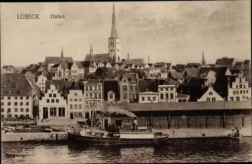 Ak Hansestadt Lübeck, Hafen